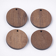 Walnut Wood Pendants, Flat Round, Camel, 24.5~25x3.5mm, Hole: 2mm(X-WOOD-S054-01A-01)