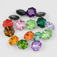 Taiwan Acrylic Rhinestone Buttons, Faceted, 1-Hole, Flower, Mixed Color, 13x6mm, Hole: 1mm(X-BUTT-F021-13mm-M)