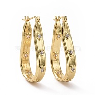 Clear Cubic Zirconia Teardrop with Star Hoop Earrings, Brass Jewelry for Women, Golden, 30x20x5mm, Pin: 0.7mm(EJEW-I280-09G)