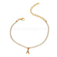 Fashionable and Creative Rhinestone Anklet Bracelets, English Letter A Hip-hop Creative Beach Anklet for Women, Golden(DA6716-1)
