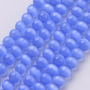 Cat Eye Beads, Round, Royal Blue, 10mm, Hole: 1mm, about 39pcs/strand, 15 inch(CER10mm53)