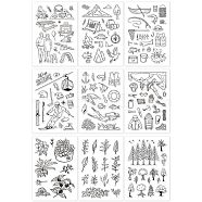 Outdoor Theme Acrylic Stamps, for DIY Scrapbooking, Photo Album Decorative, Cards Making, Stamp Sheets, Mixed Patterns, 16x11x0.3cm, 9sheets/set(DIY-GL0001-23)