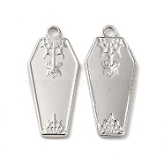 Halloween 304 Stainless Steel Pendants, Coffin with Spider Charm, Stainless Steel Color, 32x14x2mm, Hole: 2.5mm(STAS-H212-30P)