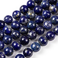Natural Lapis Lazuli Round Beads Strands, 10mm, Hole: 1mm, about 38pcs/strand, 15.5 inch(G-I181-09-10mm)
