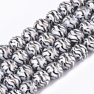 Electroplate Glass Beads Strands, Round, Black, 10x9.5mm, Hole: 1.2mm, about 30pcs/strand, 11.2 inch(X-EGLA-S177-09B-01)