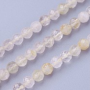 Natural Gold Rutilated Quartz Beads Strands, Faceted, Round, Lemon Chiffon, 4~4.5mm, Hole: 0.6mm, about 90~100pcs/strand, 14.5~16.1 inch(37~41cm)(X-G-F619-10A-4mm)