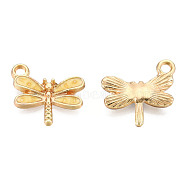 Light Gold Plated Alloy Charms, with Enamel, Dragonfly, Pale Goldenrod, 14.5x15.5x3mm, Hole: 1.8mm(ENAM-T009-02D)