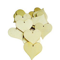 Unfinished Wood Heart Shape Discs Slices Pendants, Wood Pieces for DIY Embellishment Crafts, PapayaWhip, 2cm, 100pcs/bag(WOCR-PW0001-016B)