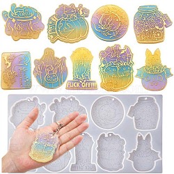 DIY Silicone Halloween Theme Pendant Molds, Resin Casting Molds, For UV Resin, Epoxy Resin Jewelry Making, Pumpkin/Cauldron/Ghost, White, 128x250x8mm(HAWE-PW0001-034A)
