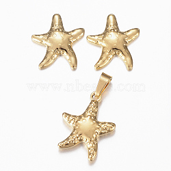 304 Stainless Steel Jewelry Sets, Pendants and Stud Earrings, Starfish/Sea Stars, Golden, 18.5x14.5x3.5mm, Hole: 6x3mm, 15.5x14.5x2mm, Pin: 0.8mm(SJEW-H116-85G)