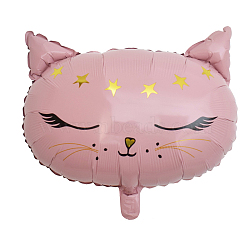 Cat Shape Aluminum Balloon, for Party Festival Home Decorations, Pink, 4.4x4.8cm(ANIM-PW0004-06A)