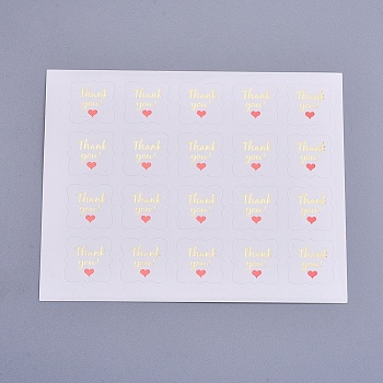 Thank You Stickers, Thanksgiving Sealing Stickers, Label Paster Picture Stickers, for Gift Packaging, Square, White, 23x23mm