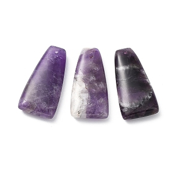 Natural Amethyst Pendants, Trapezoid Charms, 39.5~40x20~20.5x8~8.5mm, Hole: 1.4mm
