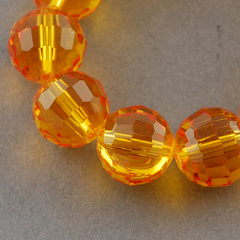 Transparent Glass Bead Strands, Faceted(96 Facets), Round, Dark Orange, 6mm, Hole: 1mm, about 72pcs/strand, 15 inch