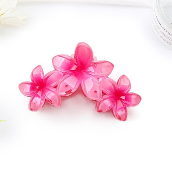 Flower Plastic Claw Hair Clips, Hair Accessories for Women & Girls, Hot Pink, 107.5x65x61mm