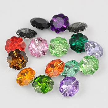 Taiwan Acrylic Rhinestone Buttons, Faceted, 1-Hole, Flower, Mixed Color, 13x6mm, Hole: 1mm