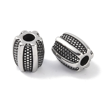 316 Surgical Stainless Steel Beads, Oval, Antique Silver, 10.5x9mm, Hole: 3.5mm