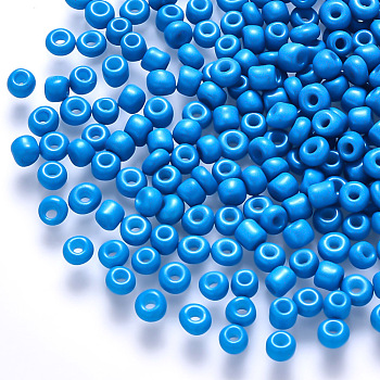 12/0 Baking Paint Glass Round Seed Beads, Dodger Blue, 1.5~2x1.5mm, Hole: 0.5~1mm, about 30000pcs/pound