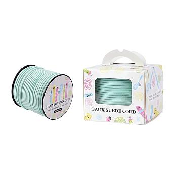 Faux Suede Cord, Faux Suede Lace, Paper Box Packing, Light Cyan, 3.0x1.4mm, about 98.43yards/roll(90m/roll)