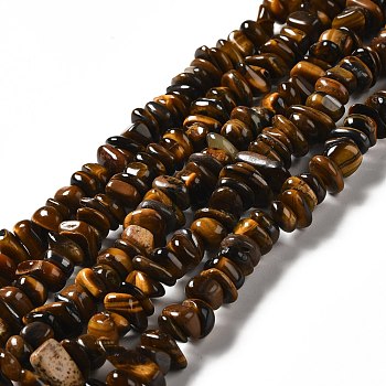 Natural Tiger Eye Beads Strands, Nuggets, 2x7mm, Hole: 1mm, about 94pcs/strand, 15.55''(39.5cm)