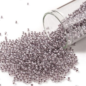 TOHO Round Seed Beads, Japanese Seed Beads, (353) Lavender Lined Crystal, 11/0, 2.2mm, Hole: 0.8mm, about 5555pcs/50g
