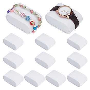 Lint Cloth Bracelet Pillow Jewelry Displays, Oval Watch Cushion Display Holder, White, 7.2x4.6x3.8cm