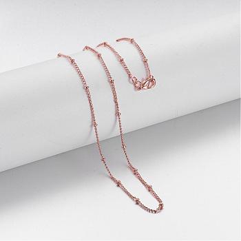 Brass Chain Necklaces, Curb Chain, with Lobster Clasps, Rose Gold, 16.8 inch