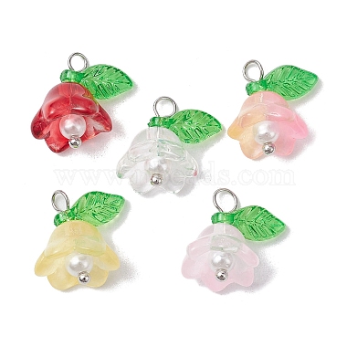 Platinum Mixed Color Flower Glass Charms