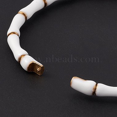 Bracelet jonc en bambou émaillé blanc(BJEW-L678-08G)-5