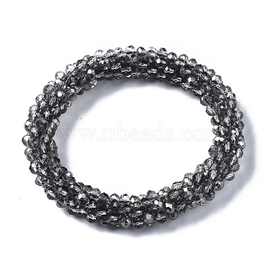 Faceted Transparent Glass Beads Stretch Bracelets(BJEW-S144-002B-06)-2