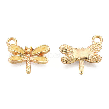 Light Gold PaleGoldenrod Dragonfly Alloy+Enamel Pendants