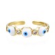 anillo de puño abierto mal de ojo de circonia cúbica transparente con esmalte para mujer(RJEW-N035-099)-2