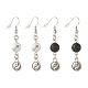 2Pair 2 Style Natural Lava Rock & Howlite with Yin Yang Long Dangle Earrings(EJEW-JE04962-02)-1