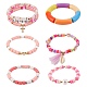 8Pcs 8 Style Love Word Polymer Clay Heishi Beaded Stretch Bracelets Set for Teen Girl Women(BJEW-SZ0001-79)-1