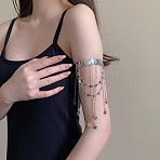 Alloy Cuff Bangles, Star with Heart Tassel Cuff Armlet for Women, Platinum, Inner Diameter: 3 inch(7.5cm)(FS-WG7652C-02)