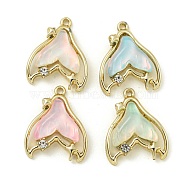 UV Plating Alloy Resin Pendants, Lead Free & Cadmium Free, Fishtail, Golden, Mixed Color, 17x13.5x4mm, Hole: 1.5mm(FIND-M033-01)