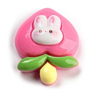 Rabbit Theme Opaque Resin Cabochons, Hot Pink, Peach, 25x20x9mm(RESI-C042-01A)