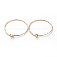 316 Surgical Stainless Steel Hoop Earring Findings, Wine Glass Charms Findings, Real 18K Gold Plated, 20x0.7mm, 21 Gauge.(A-STAS-J025-01B-G)