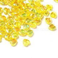 100Pcs Eco-Friendly Transparent Acrylic Beads, Dyed, AB Color, Heart, Yellow, 8x8x3mm, Hole: 1.5mm(TACR-YW0001-07E)