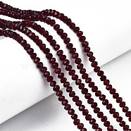 Glass Beads Strands, Faceted, Rondelle, Dark Red, 4x3mm, Hole: 0.4mm, about 123~127pcs/strand, 16.5~16.9 inch(42~43cm)(EGLA-A034-T4mm-D32)