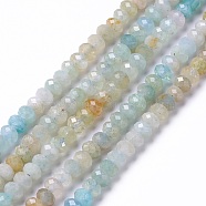 Natural Aquamarine Beads Strands, Faceted, Rondelle, 5x3.5mm, Hole: 0.9mm, about 106~107pcs/strand, 15.35~15.55 inch(39~39.5cm)(G-G991-B01)