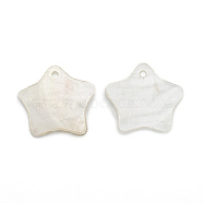 Capiz Shell Pendants, Star, WhiteSmoke, 19x20x1mm, Hole: 1.5mm(X-SHEL-S274-47)