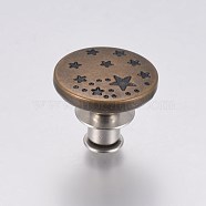 Alloy Button Pins for Jeans, Flat Round with Star, Antique Bronze, 17x14mm(PALLOY-TAC0009-03A)