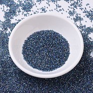 MIYUKI Delica Beads, Cylinder, Japanese Seed Beads, 11/0, (DB0085) Blue Lined Aqua AB, 1.3x1.6mm, Hole: 0.8mm, about 10000pcs/bag, 50g/bag(SEED-X0054-DB0085)