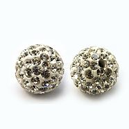 Polymer Clay Rhinestone Beads, Pave Disco Ball Beads, Grade A, Round, PP15, Crystal, 14mm, Hole: 1.5mm(X-RB-C1438-14mm-A01)