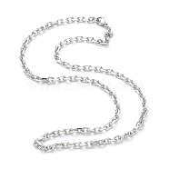 304 Stainless Steel Cable Chain Necklaces, with Lobster Claw Clasps, Faceted, Stainless Steel Color, 19.60 inch(49.8cm), 5mm(NJEW-I248-23P)