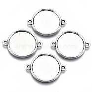 Tibetan Style Alloy Cabochon Connectors Settings, Cadmium Free & Lead Free, Flat Round, Antique Silver, Tray: 18mm, 26x20x2mm, Hole: 1.8mm, about 588pcs/1000g(TIBE-S322-010D-AS-RS)