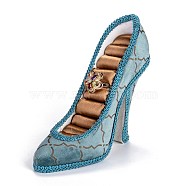 Flannelette & Resin High-Heeled Shoes Jewelry Displays Stand, Earring Necklace Ring Jewelry Holder Stand Display, Cadet Blue, 15x4.2x12.5cm(ODIS-A010-11)