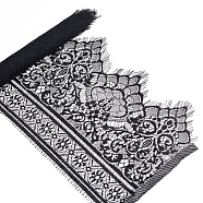 Polyester Lace Trimming, with Single Wave Edge, Sewing Craft Decoration, Black, 250x0.1mm, 3m/strand(DIY-WH0319-67)
