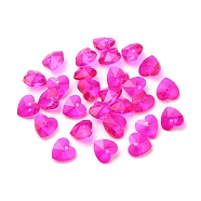 Romantic Valentines Ideas Glass Charms, Faceted Heart Pendants, Magenta, 10x10x5mm, Hole: 1mm(X-G030V10mm-37)
